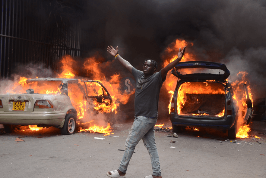 [PHOTOS] Protests turn chaotic as protesters destroy property