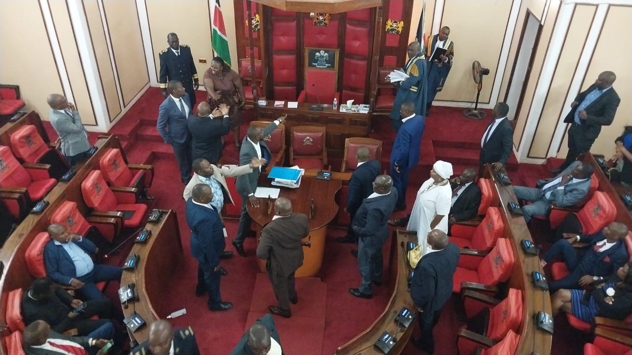 Chaos at Machakos county assembly: Fistfights, suspensions