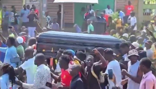 Protesters torch station after carrying Ojwang’s coffin