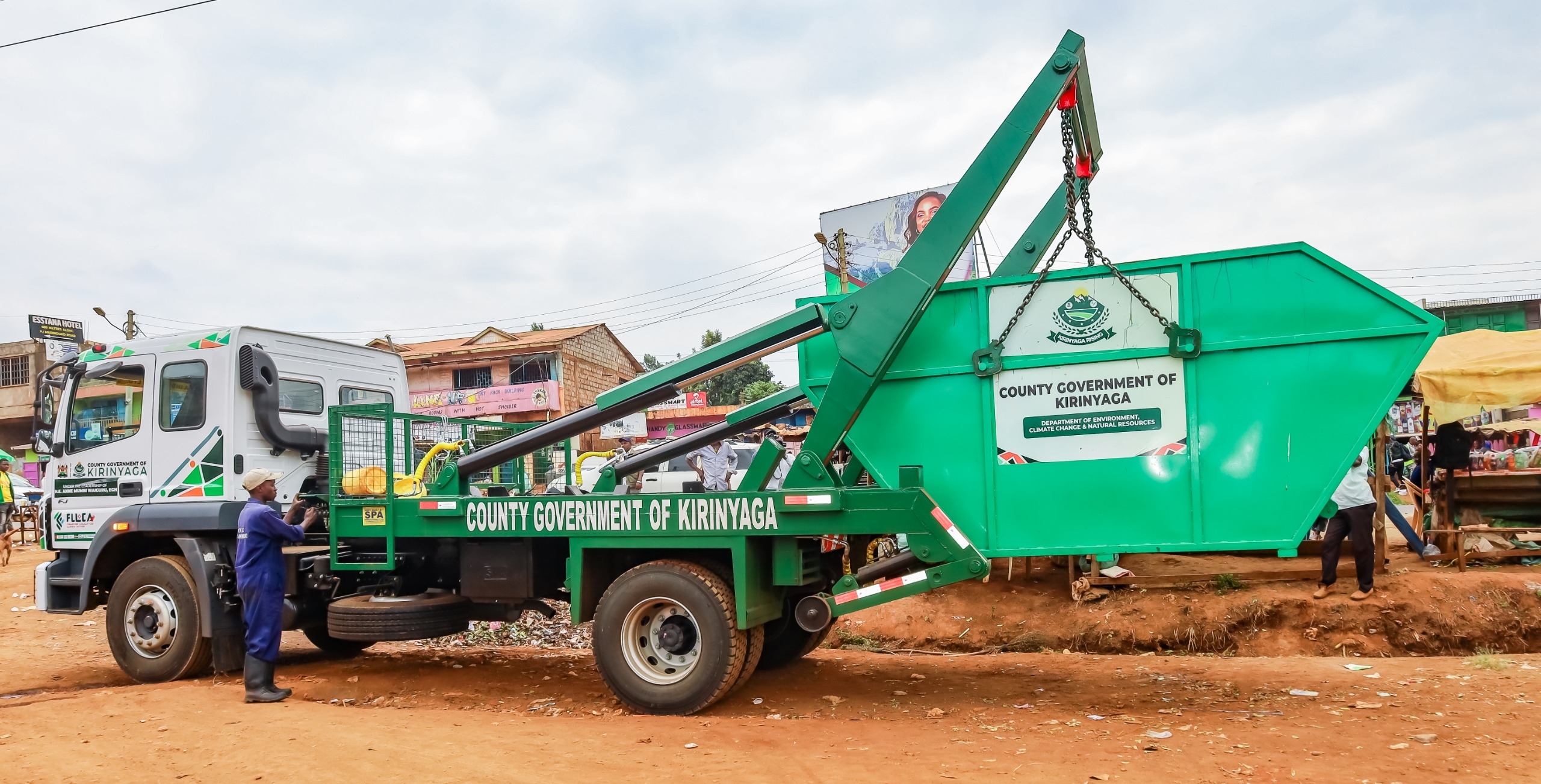 Kirinyaga county installs garbage skips to boost hygiene in shopping centres