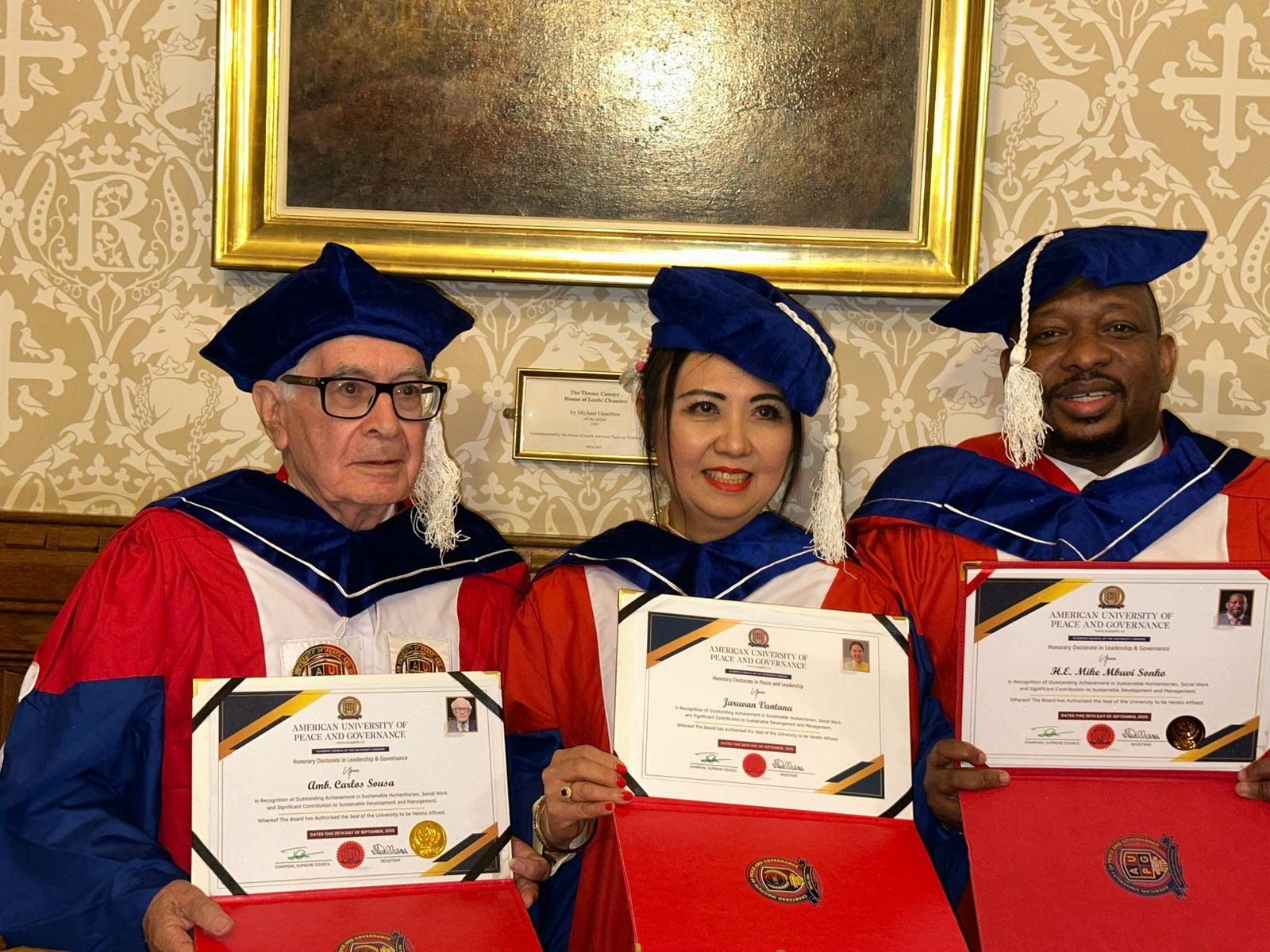 Sonko honoured with three global awards at House of Lords in London