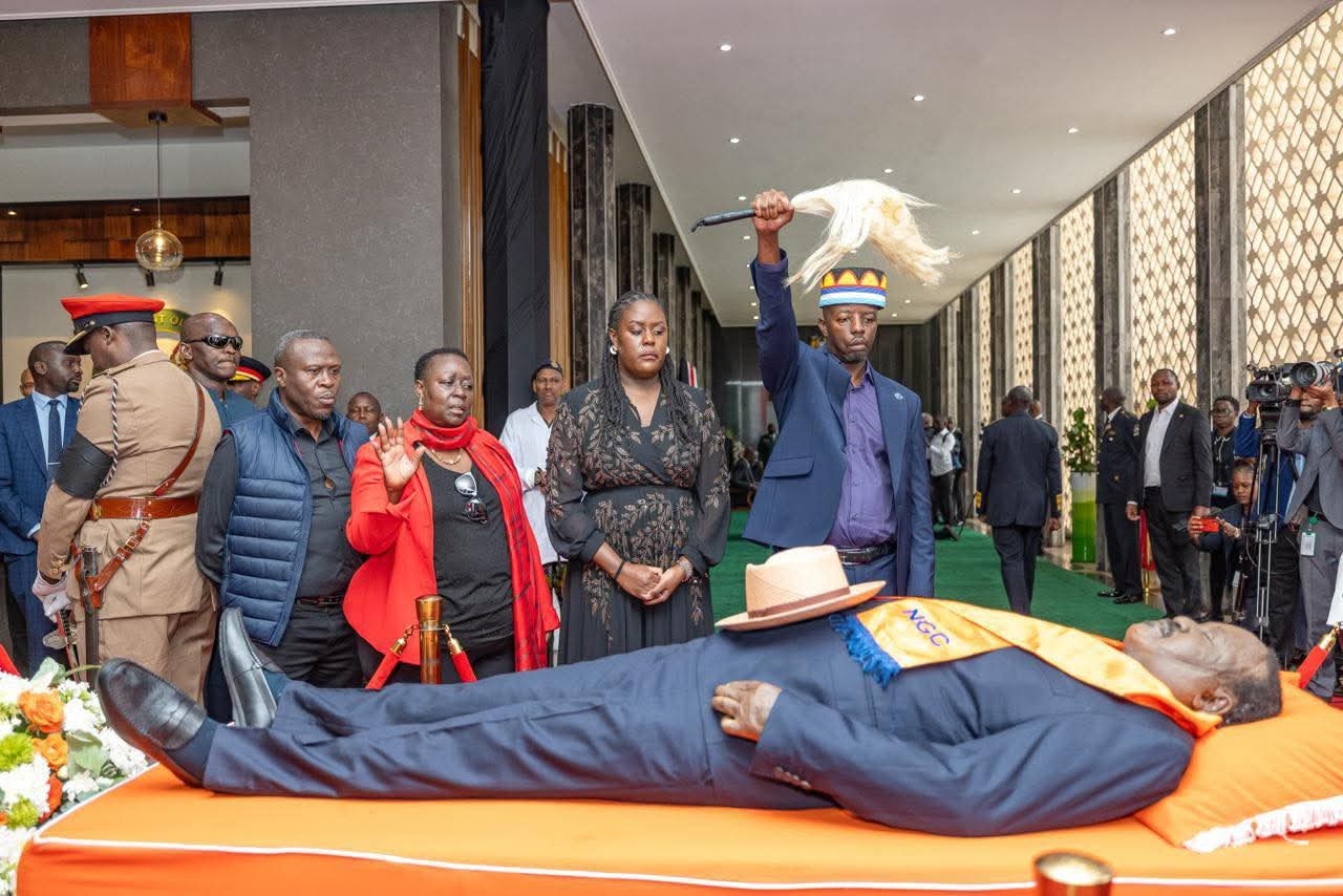 Raila Jr takes over his dad's fly whisk, iconic Jaramogi hat