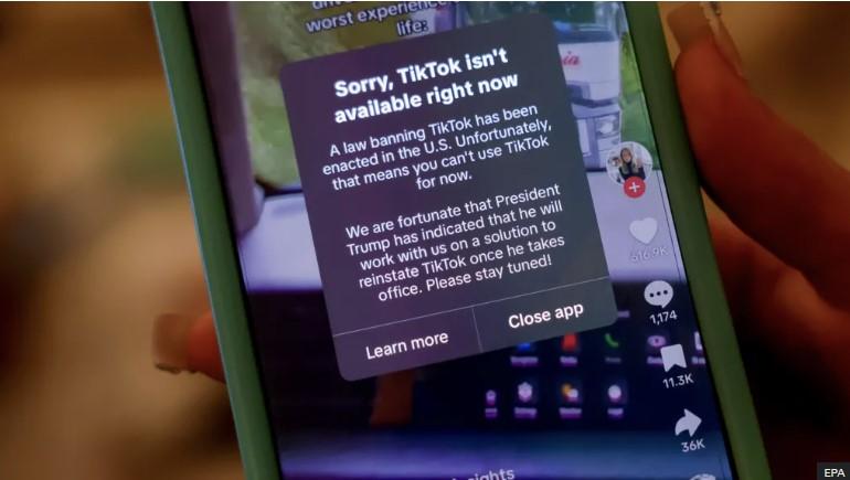 TikTok goes offline in the US hours before ban due to come in