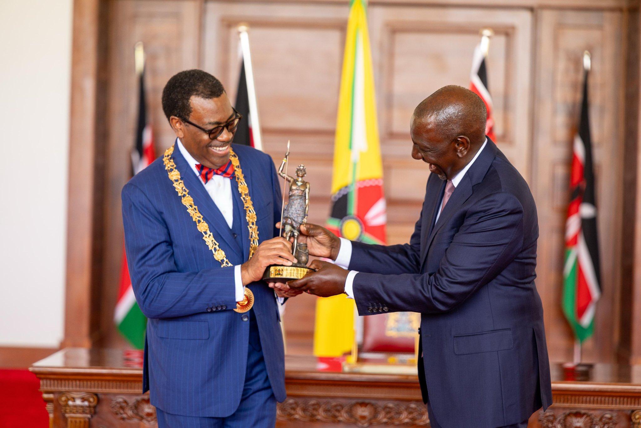 Ruto decorates AfDB President with State honour