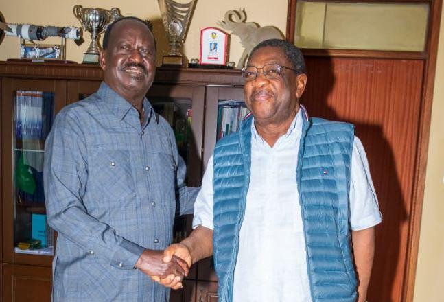 Raila hosts former Attorney General Amos Wako