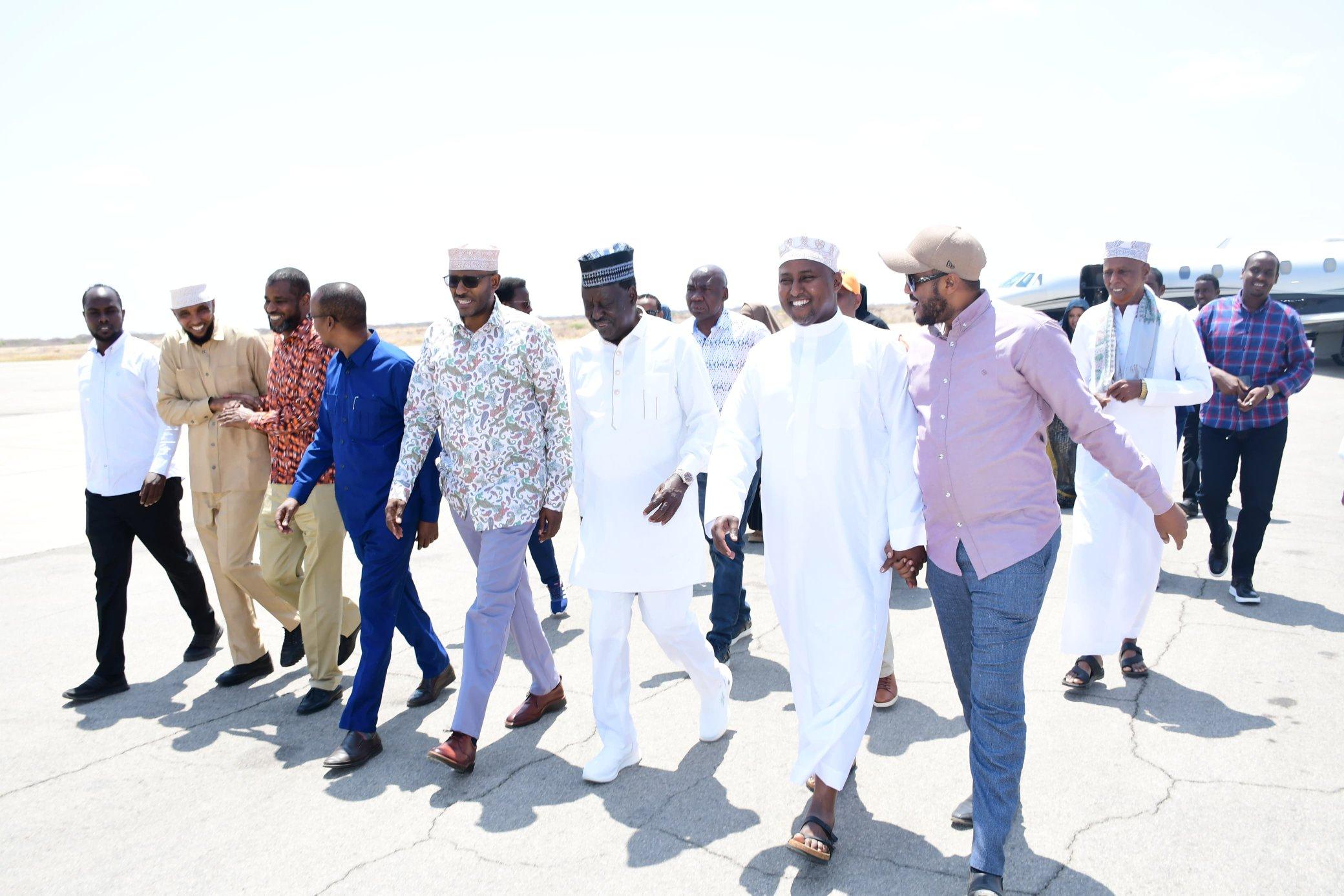 Raila intensifies consultations, arrives in Wajir