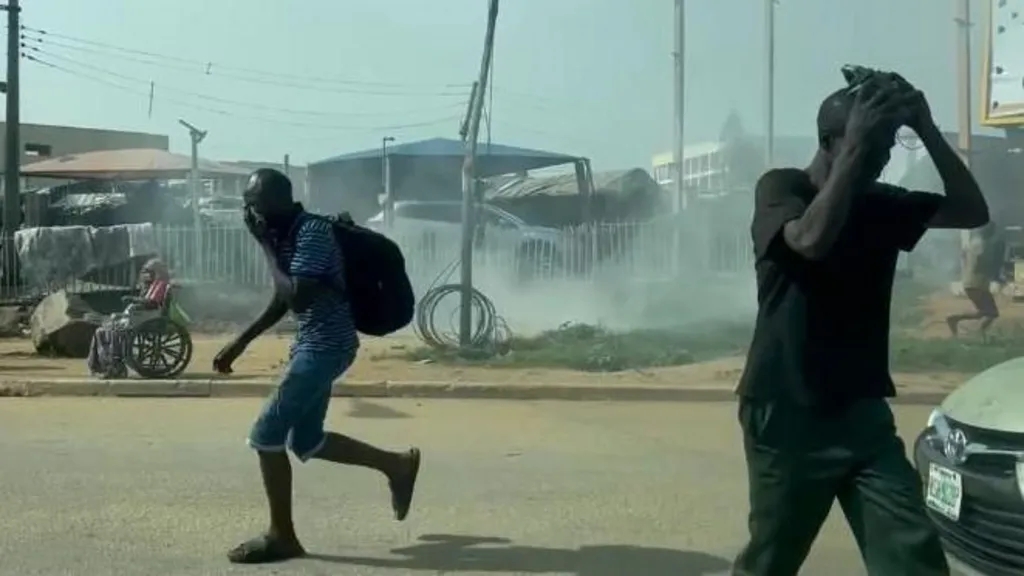 Nigerian police fire tear gas as protesters gather over separatist leader