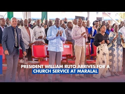 President William Ruto arrives for a church service at Maralal